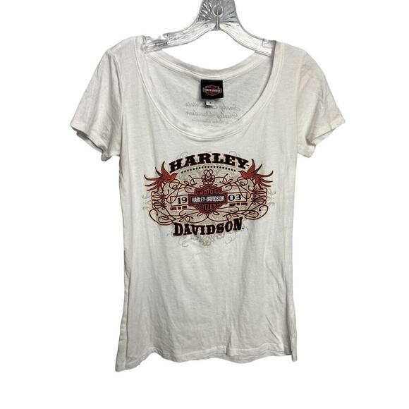 Harley-Davidson Tops - Harley Davidson Shirt Women Medium White Smoky Mountain Graphic Tee Bravado